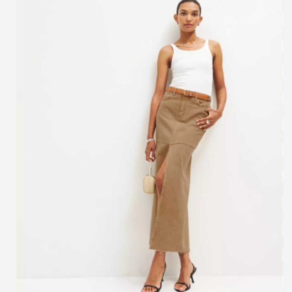 Reformation Tan Maxi Skirt